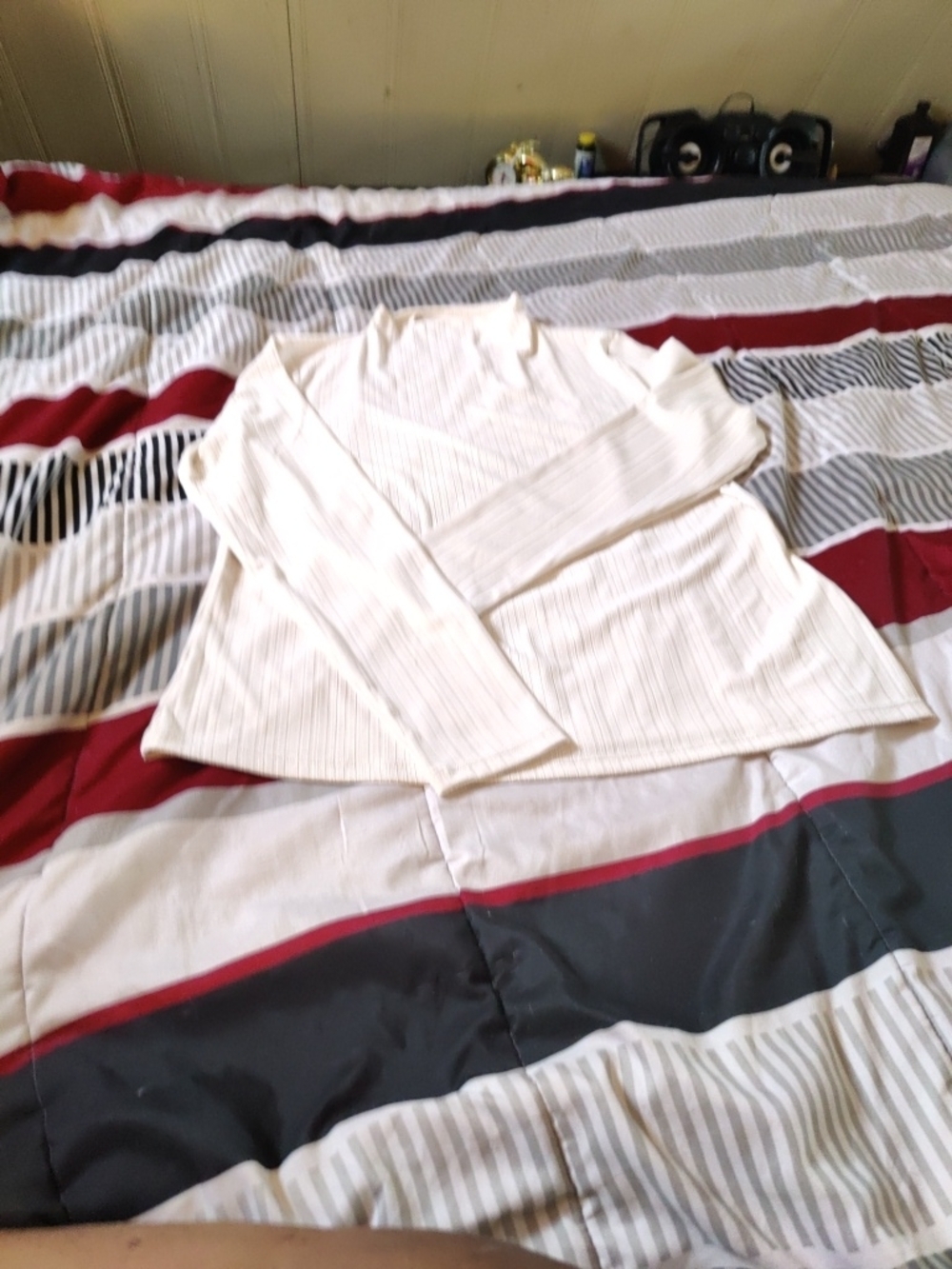 NWOT Cream Ribbed Long Sleeve Top - Picture 2 of 9